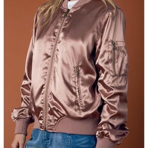 Rose Gold silk bomber